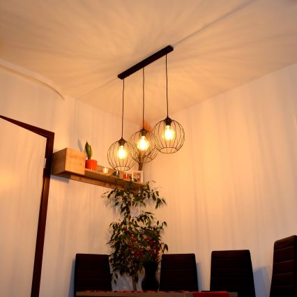 LED Lestenec na vrvici MERCURE 3xE27/15W/230V