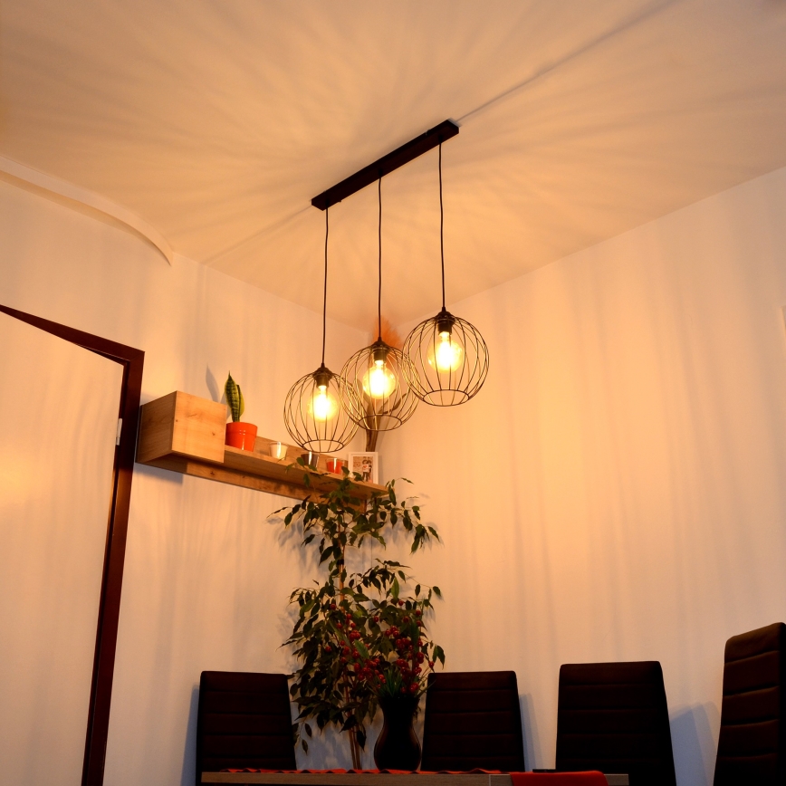 LED Lestenec na vrvici MERCURE 3xE27/15W/230V