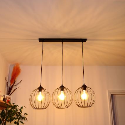 LED Lestenec na vrvici MERCURE 3xE27/15W/230V