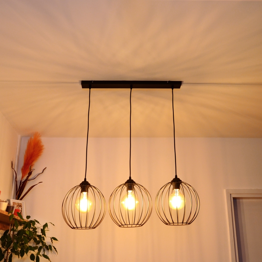 LED Lestenec na vrvici MERCURE 3xE27/15W/230V