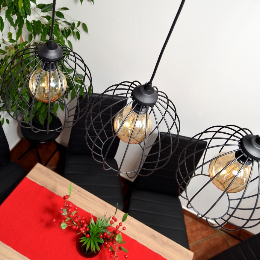 LED Lestenec na vrvici MERCURE 3xE27/15W/230V