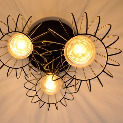 LED Lestenec na vrvici MERCURE 3xE27/15W/230V ø 50 cm črna
