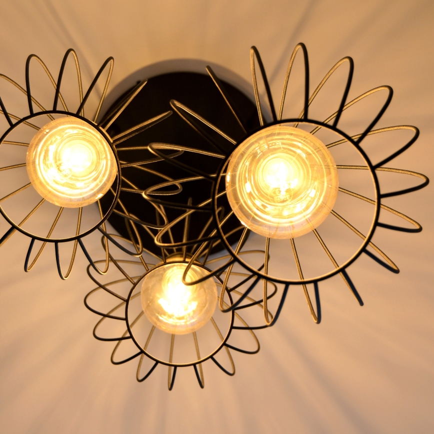 LED Lestenec na vrvici MERCURE 3xE27/15W/230V ø 50 cm črna
