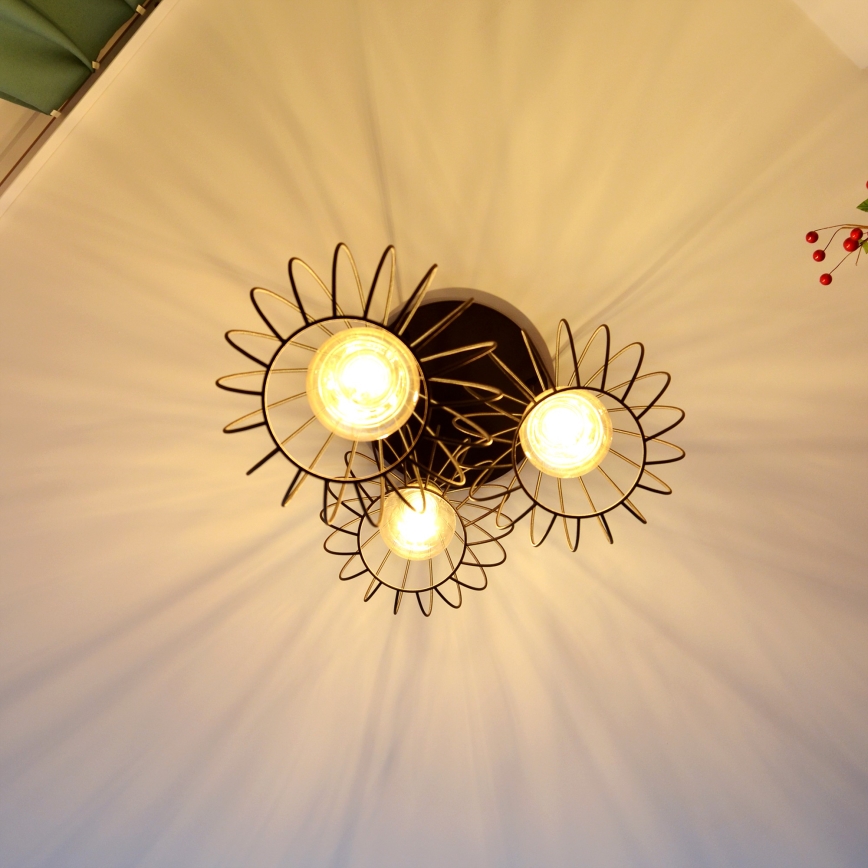 LED Lestenec na vrvici MERCURE 3xE27/15W/230V ø 50 cm črna