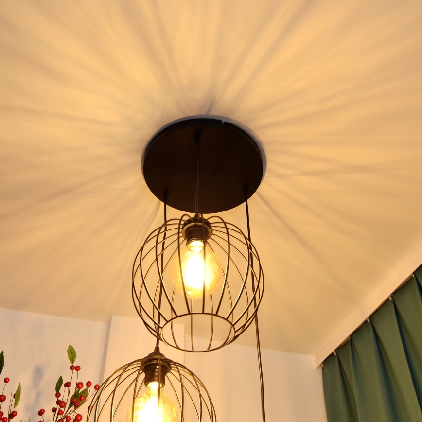 LED Lestenec na vrvici MERCURE 3xE27/15W/230V ø 50 cm črna