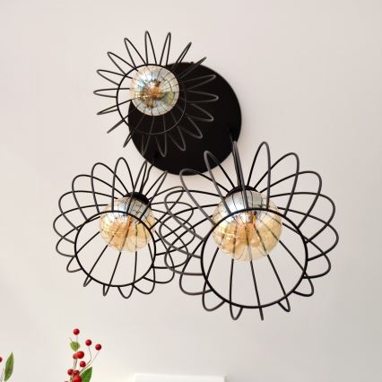 LED Lestenec na vrvici MERCURE 3xE27/15W/230V ø 50 cm črna