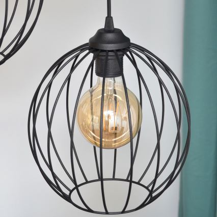 LED Lestenec na vrvici MERCURE 3xE27/15W/230V ø 50 cm črna
