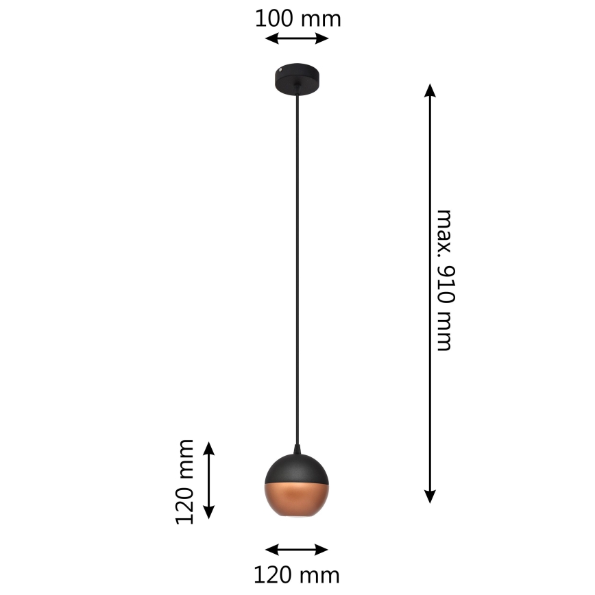 LED Lestenec na vrvici MIDWAY 1xGU10/4,8W/230V črna/baker