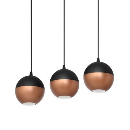 LED Lestenec na vrvici MIDWAY 3xGU10/4,8W/230V črna/baker