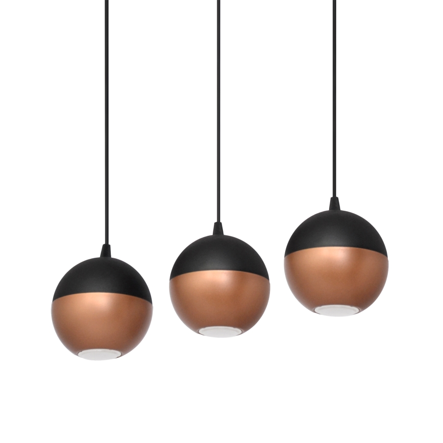 LED Lestenec na vrvici MIDWAY 3xGU10/4,8W/230V črna/baker