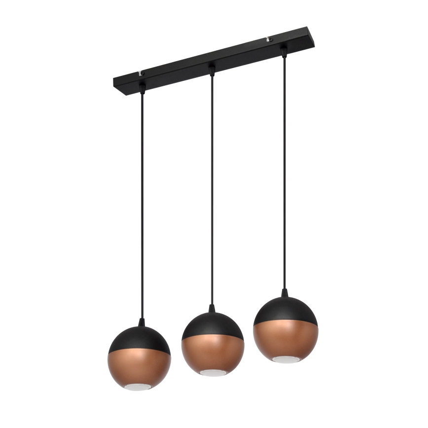 LED Lestenec na vrvici MIDWAY 3xGU10/4,8W/230V črna/baker