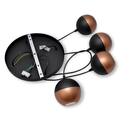 LED Lestenec na vrvici MIDWAY 4xGU10/4,8W/230V črna/baker