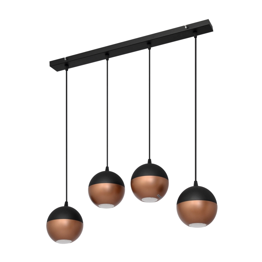 LED Lestenec na vrvici MIDWAY 4xGU10/4,8W/230V črna/baker