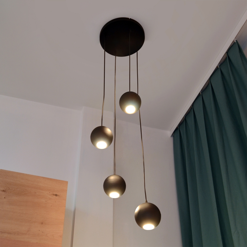 LED Lestenec na vrvici MIDWAY 4xGU10/4,8W/230V črna