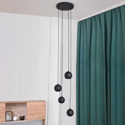 LED Lestenec na vrvici MIDWAY 4xGU10/4,8W/230V črna