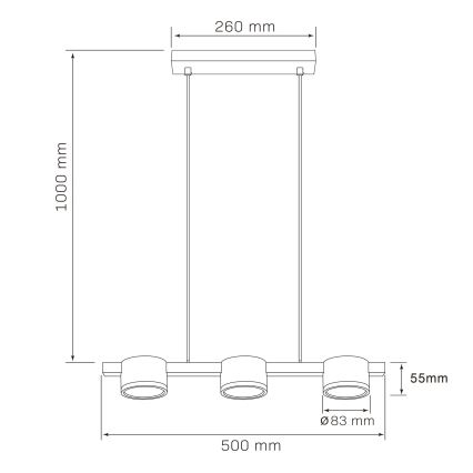 LED Lestenec na vrvici MIRELLA 3xGX53/6W/230V črna