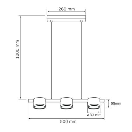 LED Lestenec na vrvici MIRELLA 3xGX53/6W/230V zlata/črna