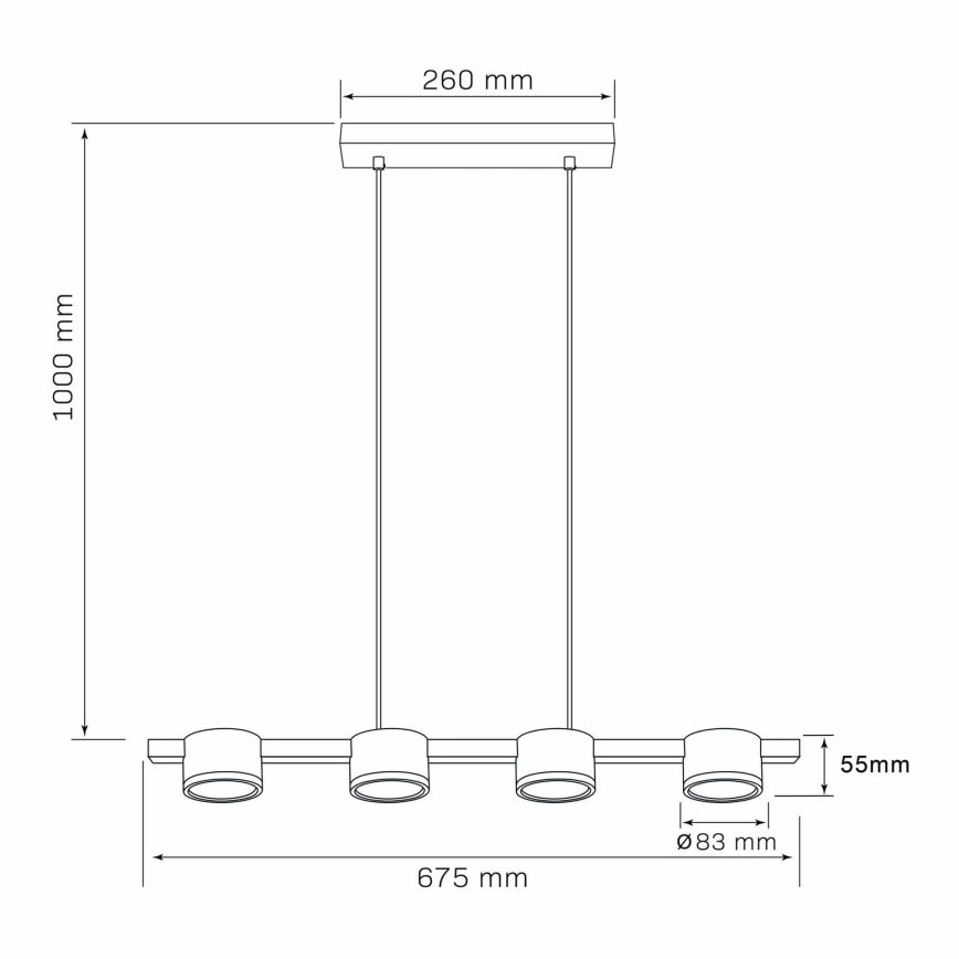 LED Lestenec na vrvici MIRELLA 4xGX53/6W/230V zlata/črna
