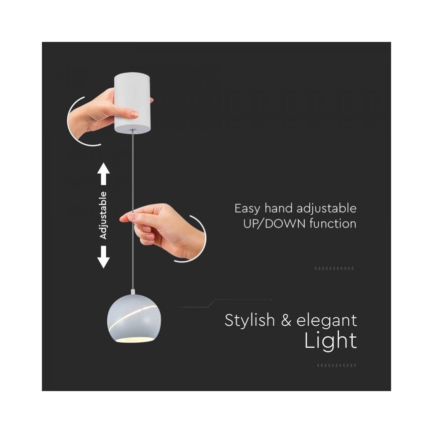 LED Lestenec na vrvici na dotik LED/8,5W/230V 3000K bela
