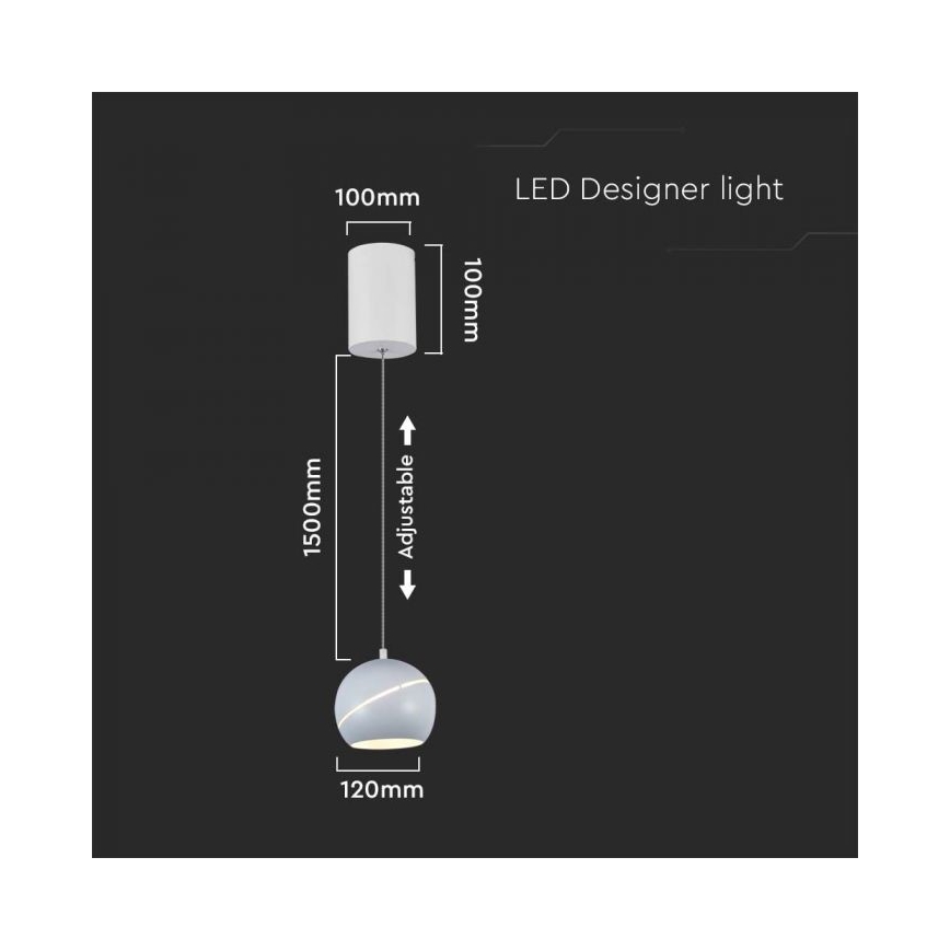 LED Lestenec na vrvici na dotik LED/8,5W/230V 3000K bela