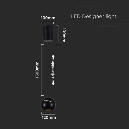 LED Lestenec na vrvici na dotik LED/8,5W/230V 3000K črna