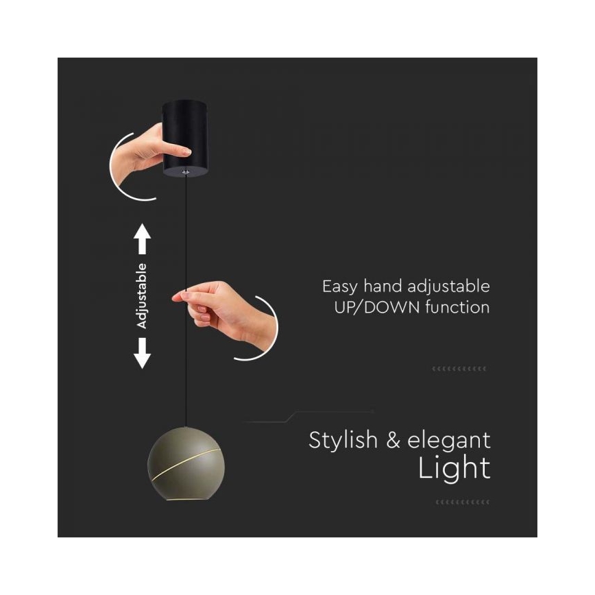 LED Lestenec na vrvici na dotik LED/8,5W/230V 3000K siva