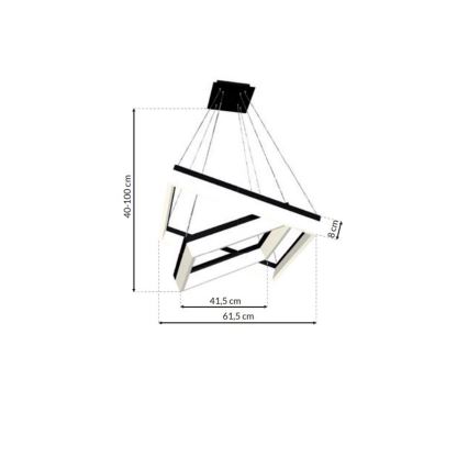 LED Lestenec na vrvici NERO 2xLED/80W/230V