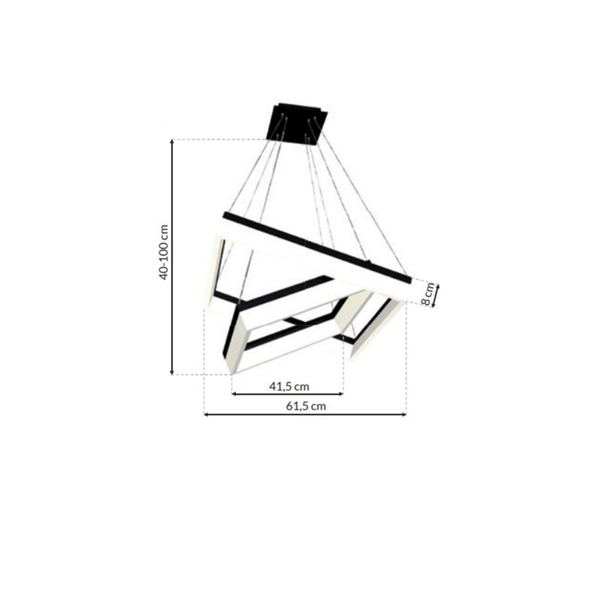 LED Lestenec na vrvici NERO 2xLED/80W/230V