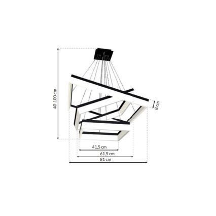 LED Lestenec na vrvici NERO 3xLED/140W/230V