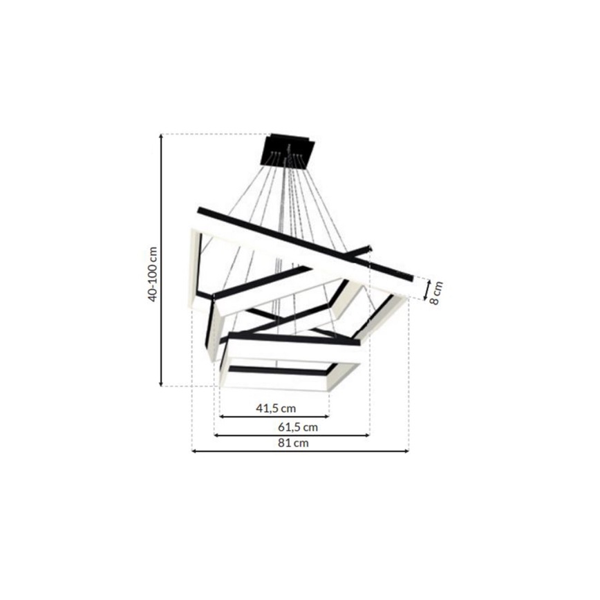 LED Lestenec na vrvici NERO 3xLED/140W/230V