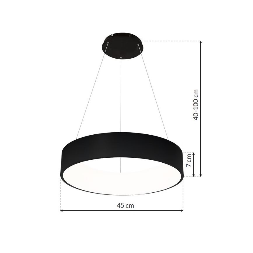 LED Lestenec na vrvici OHIO BLACK LED/24W/230V