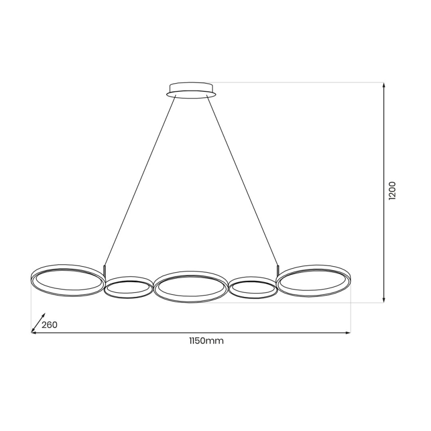 LED Lestenec na vrvici OLYMPIA 5xLED/10W/230V črna