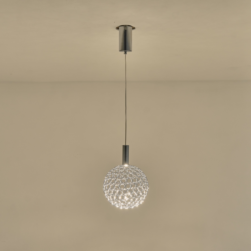LED Lestenec na vrvici PERFORATO LED/6,3W/230V 3000K sijajni krom pr. 20 cm
