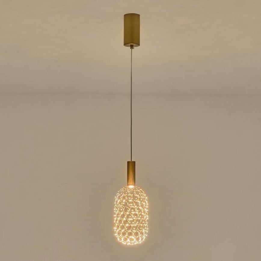 LED Lestenec na vrvici PERFORATO LED/6,3W/230V 3000K zlata pr. 13 cm