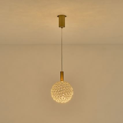 LED Lestenec na vrvici PERFORATO LED/6,3W/230V 3000K zlata pr. 20 cm