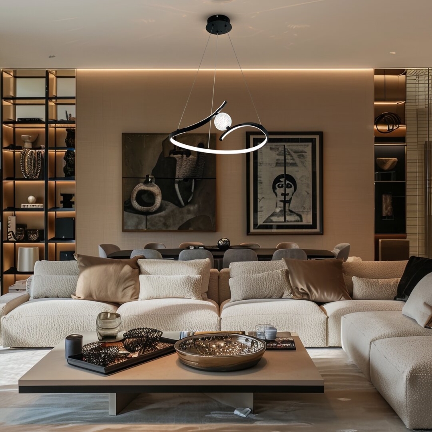 LED Lestenec na vrvici PERLA LED/34W/230V črna