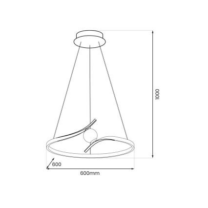 LED Lestenec na vrvici PERLA LED/34W/230V črna
