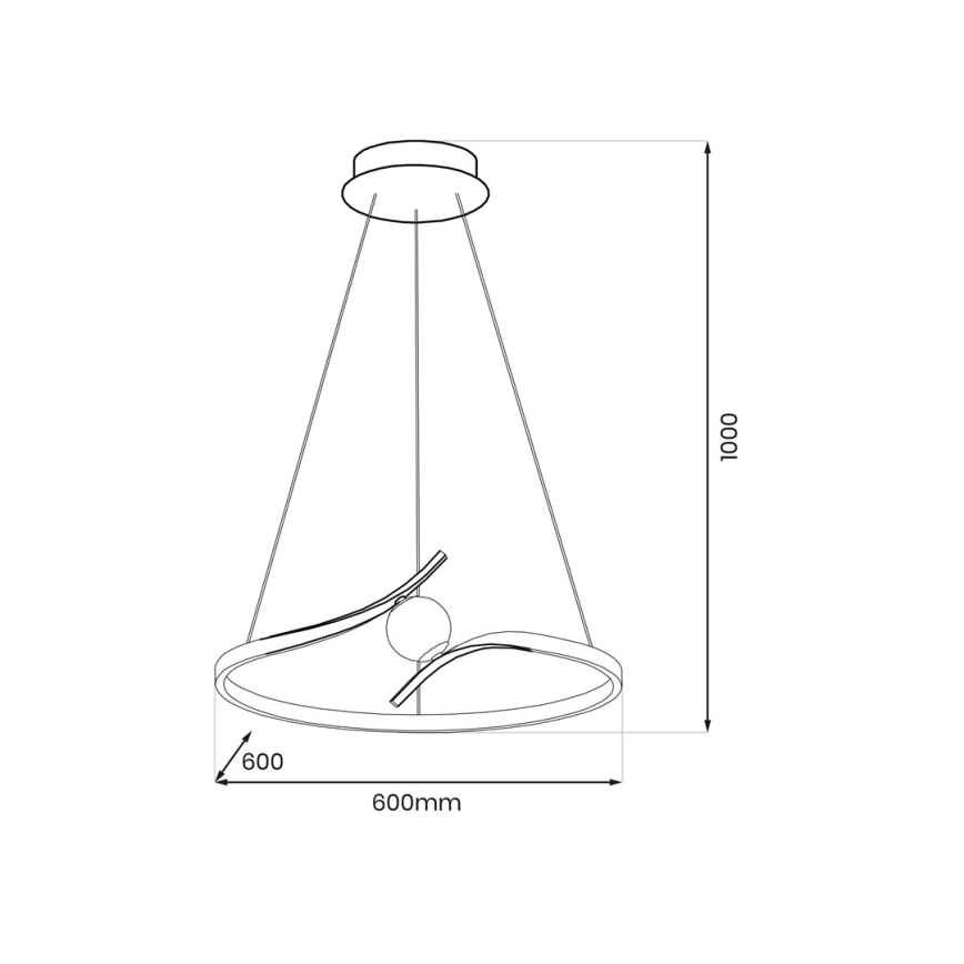 LED Lestenec na vrvici PERLA LED/34W/230V črna