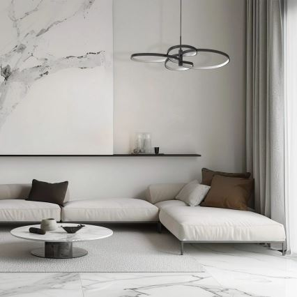 LED lestenec na vrvici RIBBON LED/37W/230V 4000K črna