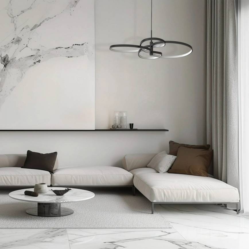 LED lestenec na vrvici RIBBON LED/37W/230V 4000K črna