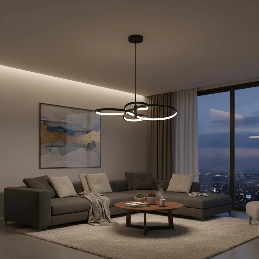 LED lestenec na vrvici RIBBON LED/37W/230V 4000K črna