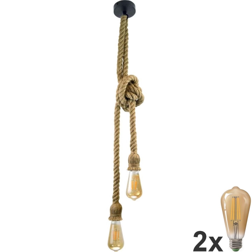 LED Lestenec na vrvici ROPE 2xE27/10W/230V