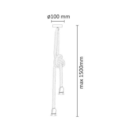 LED Lestenec na vrvici ROPE 2xE27/10W/230V