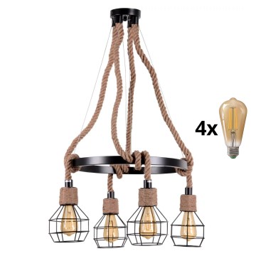 LED Lestenec na vrvici ROPE ALEGRA 4xE27/10W/230V