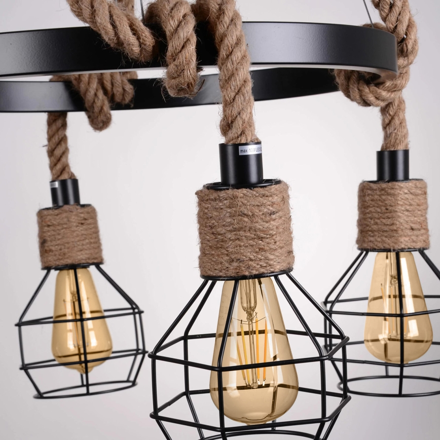 LED Lestenec na vrvici ROPE ALEGRA 4xE27/10W/230V