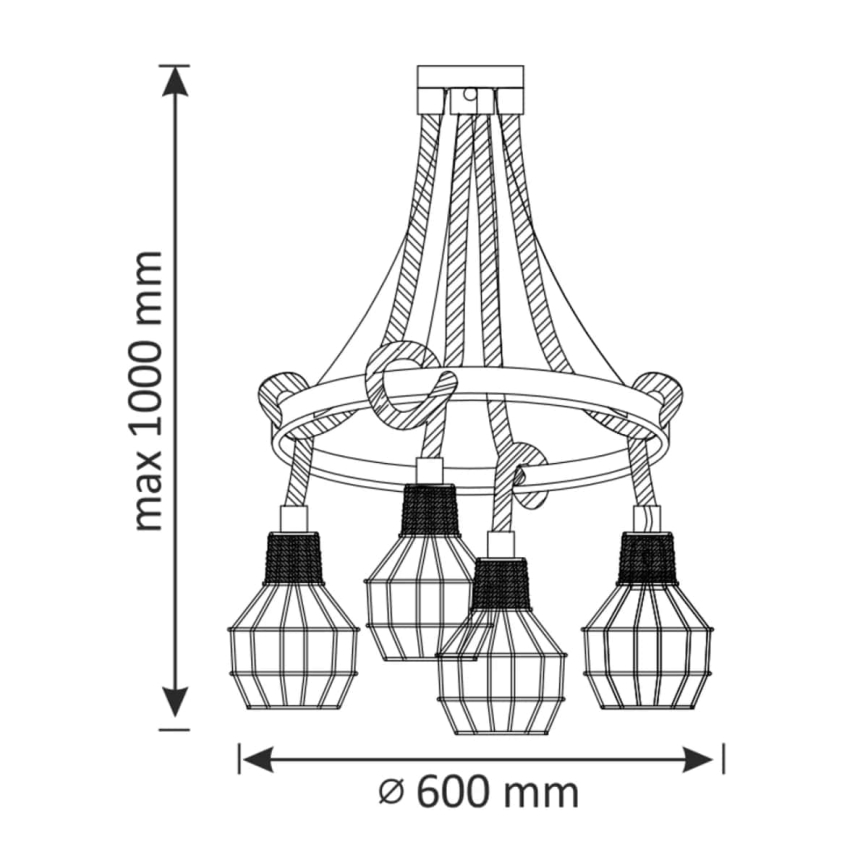 LED Lestenec na vrvici ROPE ALEGRA 4xE27/10W/230V
