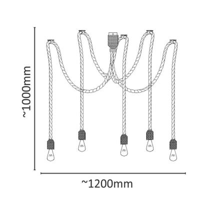 LED Lestenec na vrvici ROPE CASA 5xE27/10W/230V pajek