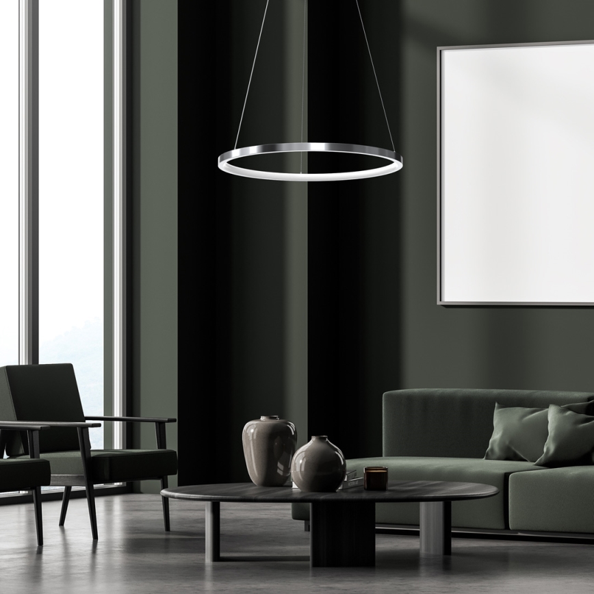LED Lestenec na vrvici ROTONDA LED/27W/230V mat krom