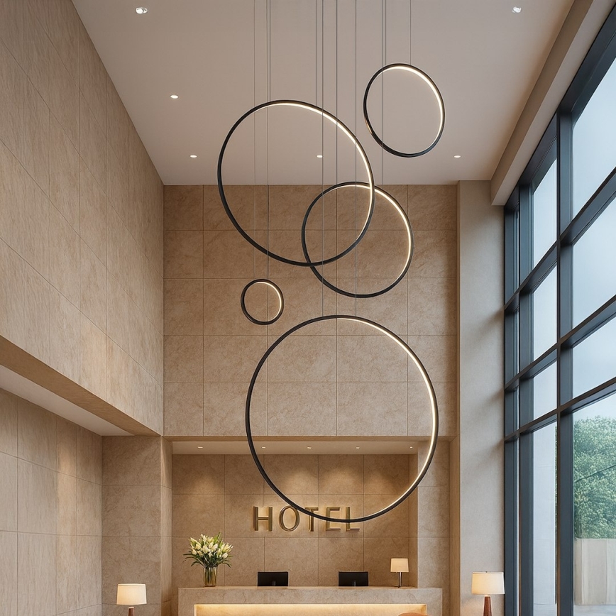 LED lestenec na vrvici SATURNO LED/100W/230V črna