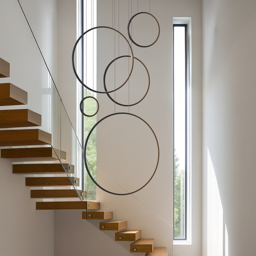 LED lestenec na vrvici SATURNO LED/100W/230V črna